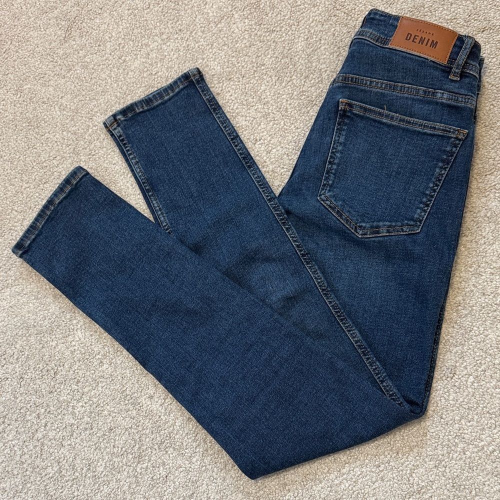 Sezane Denim Slim Parfait Jeans High-Rise 29" Dark Indigo Sz36 (Size 4)